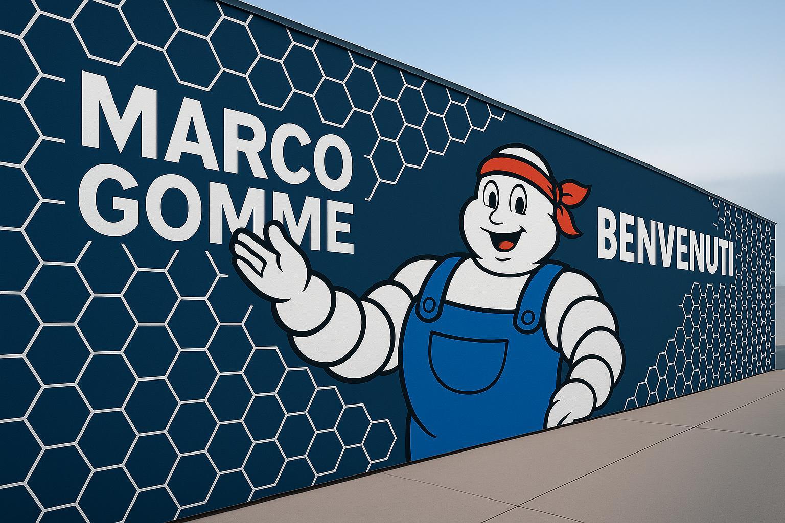 Marco Gomme branded wall panel
